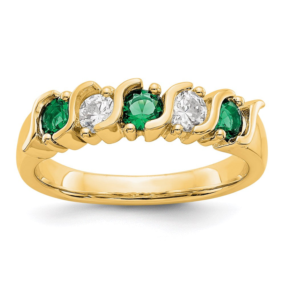 14k yellow gold real diamond w emerald band rm3290b em 030 yaa