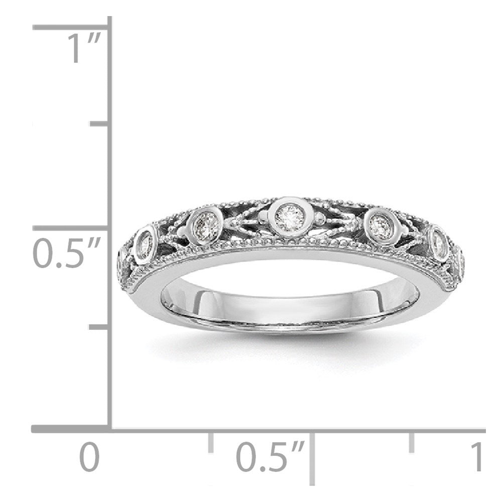 14K White Gold Real Diamond Band