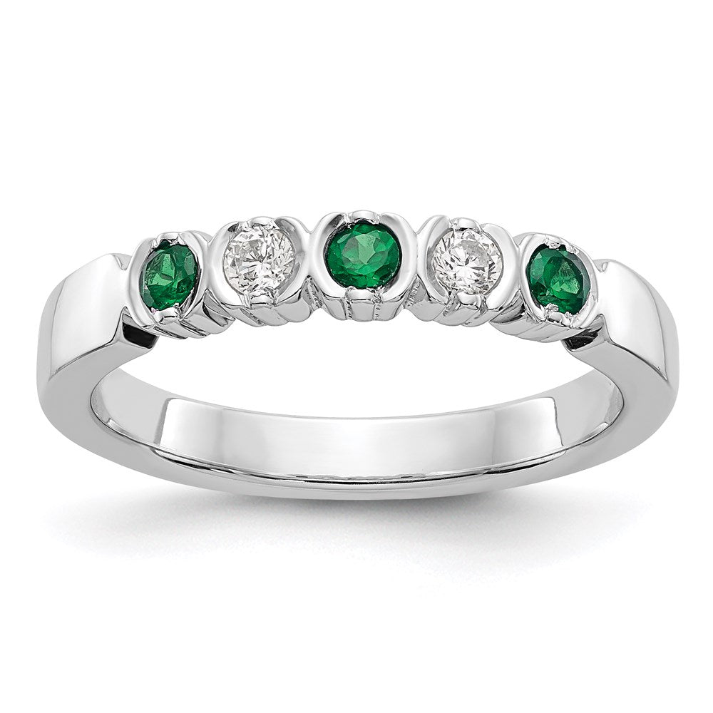 14k white gold real diamond w emerald band x9032e aa