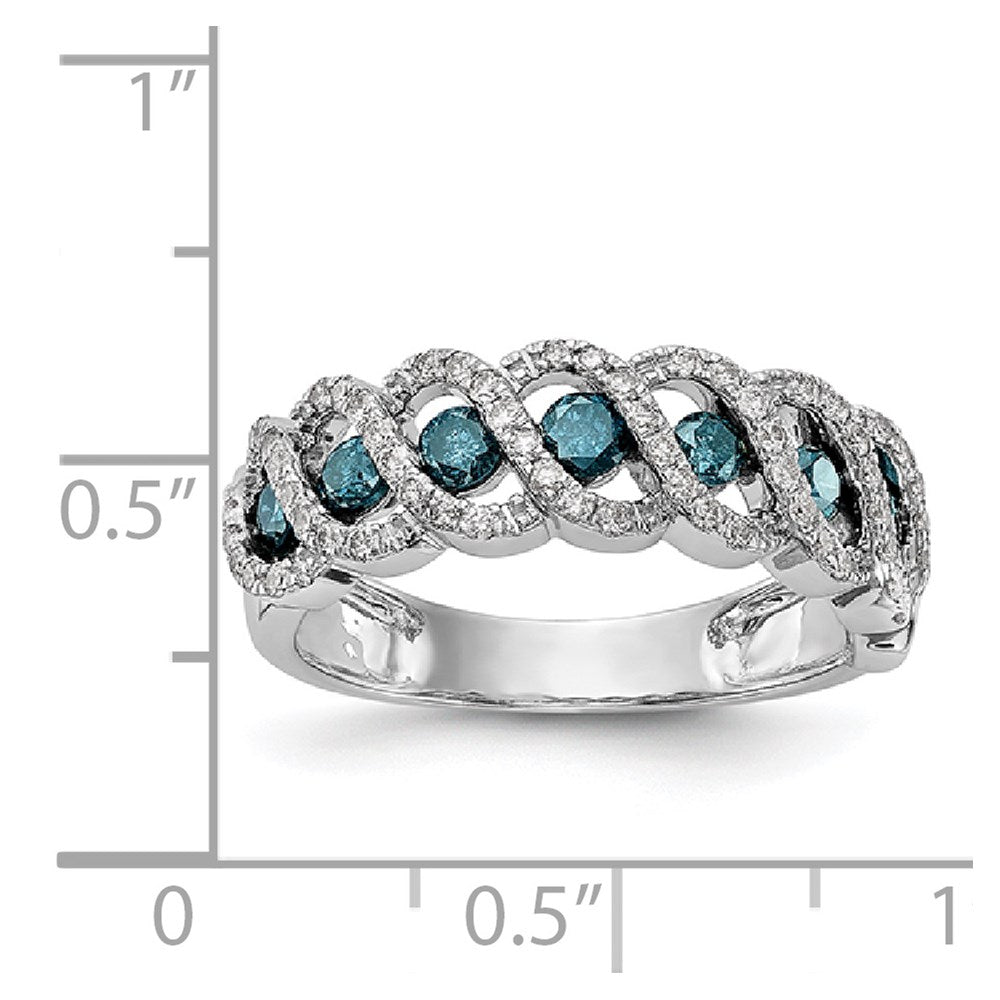 14k White Gold Blue & White Real Diamond Band