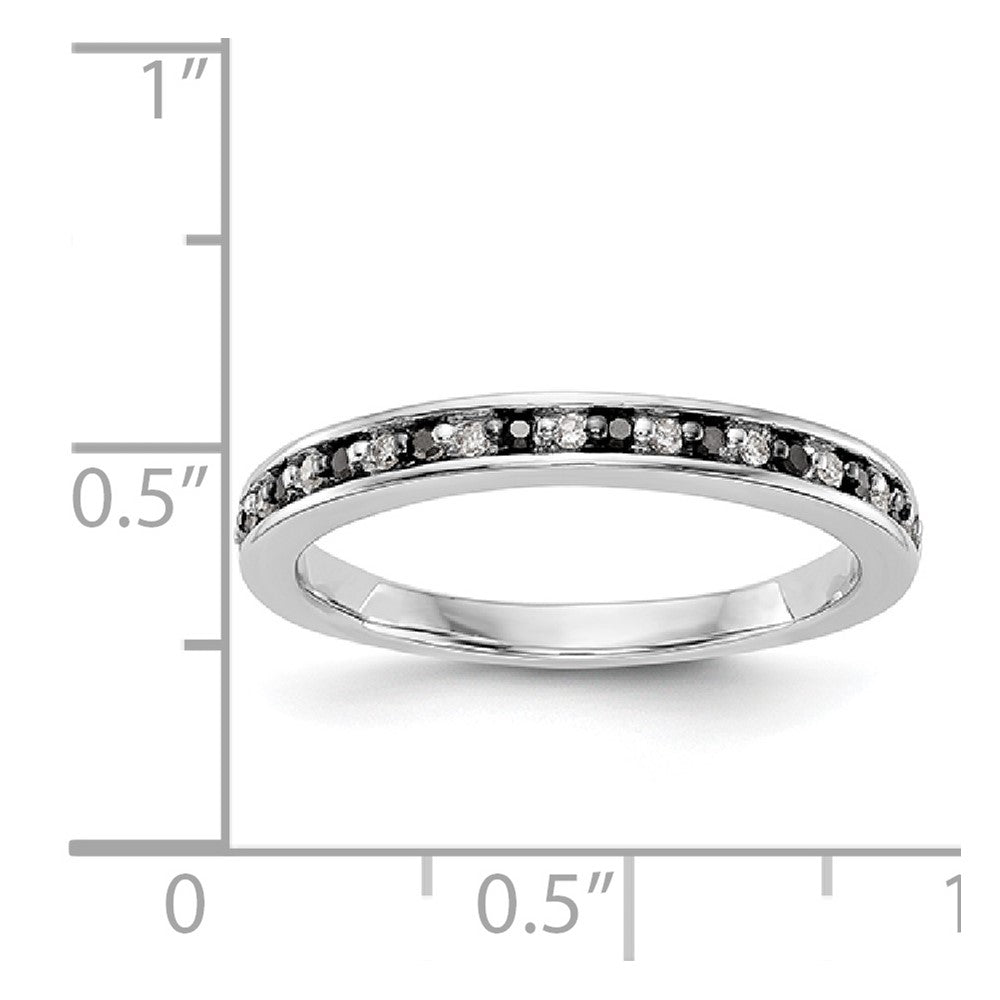 14k White Gold Black and White Real Diamond Band
