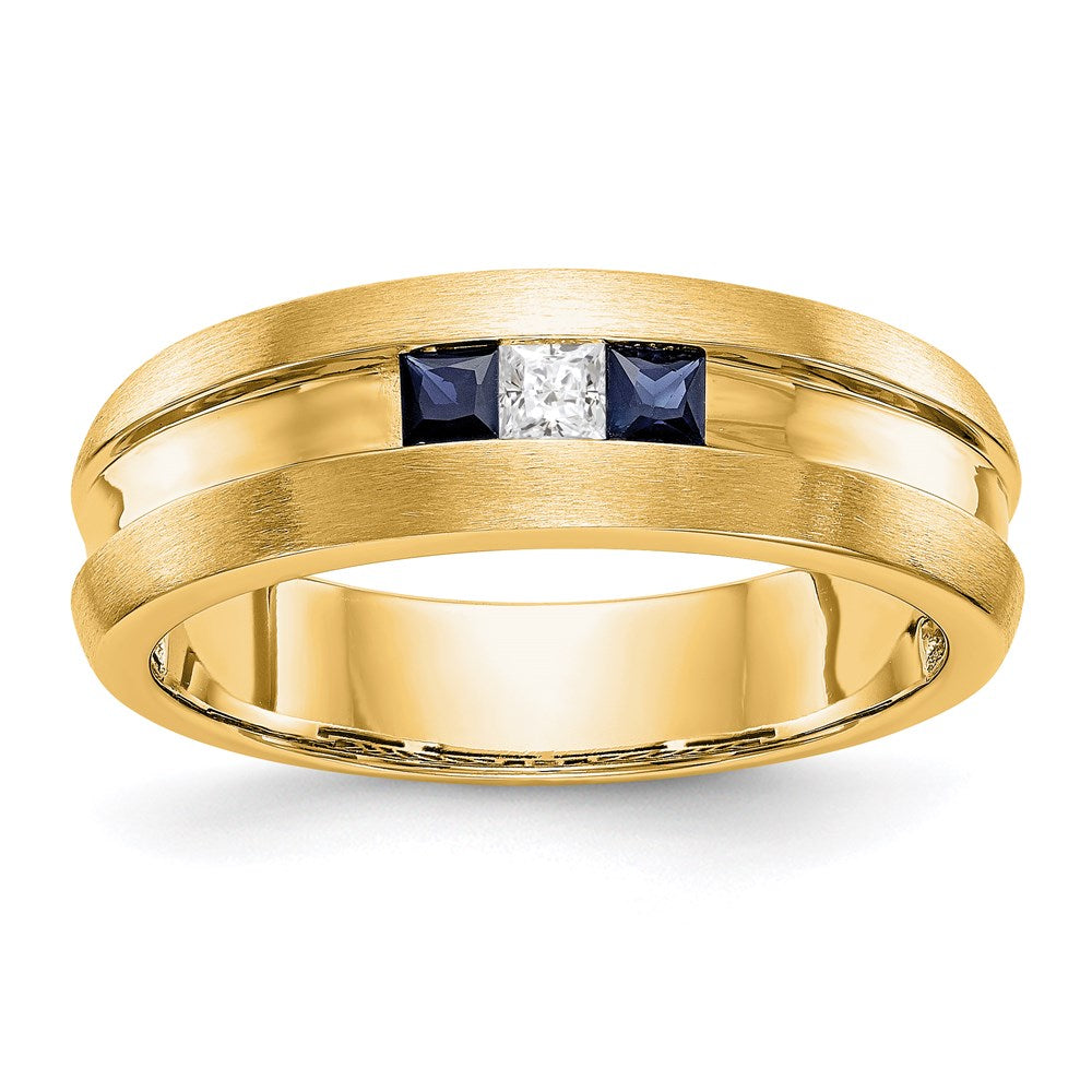 14k yellow gold real diamond w sapphire mens band rm3499b sa 010 yaa