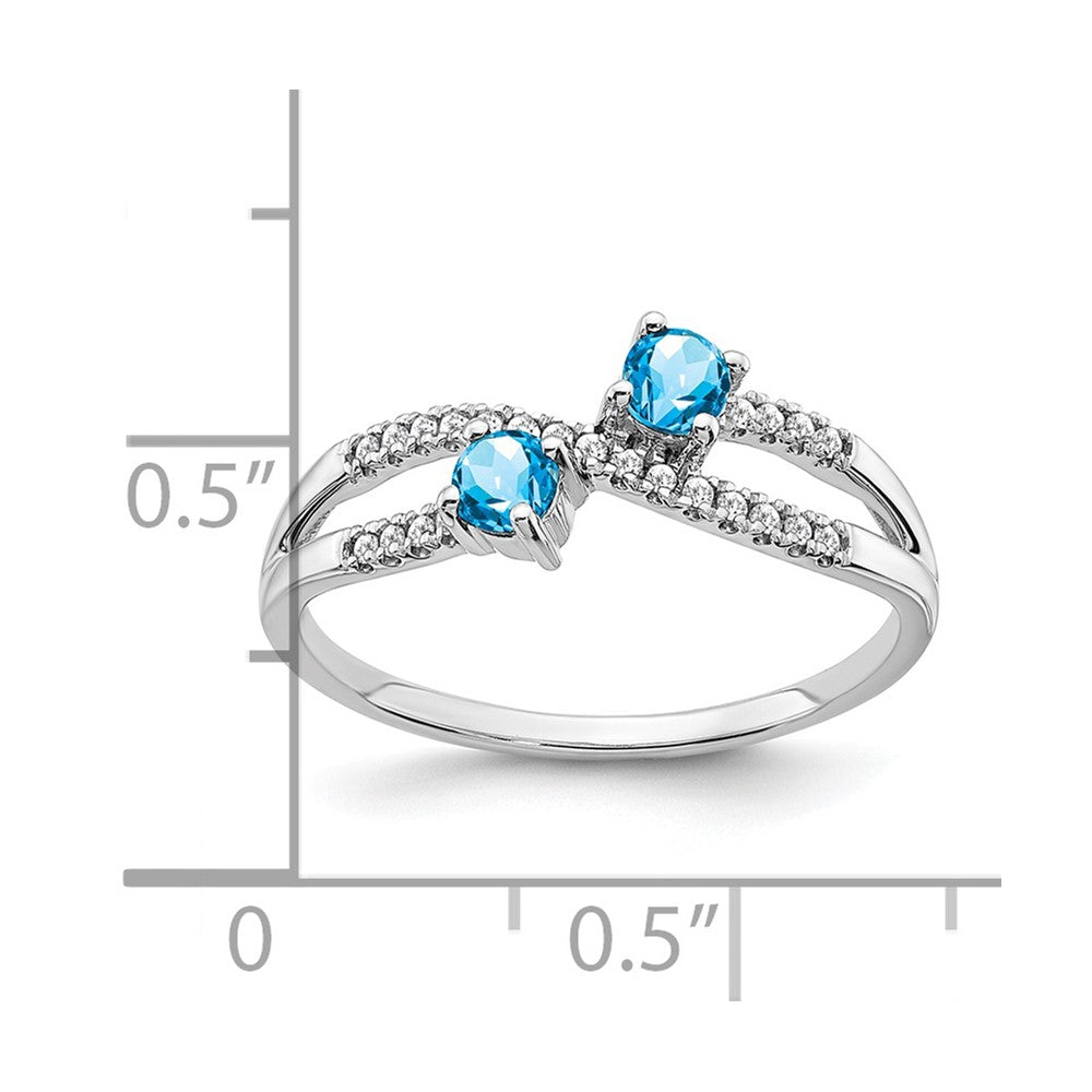 14k white gold two stone blue topaz and real diamond ring rm3593 bt 009 wa
