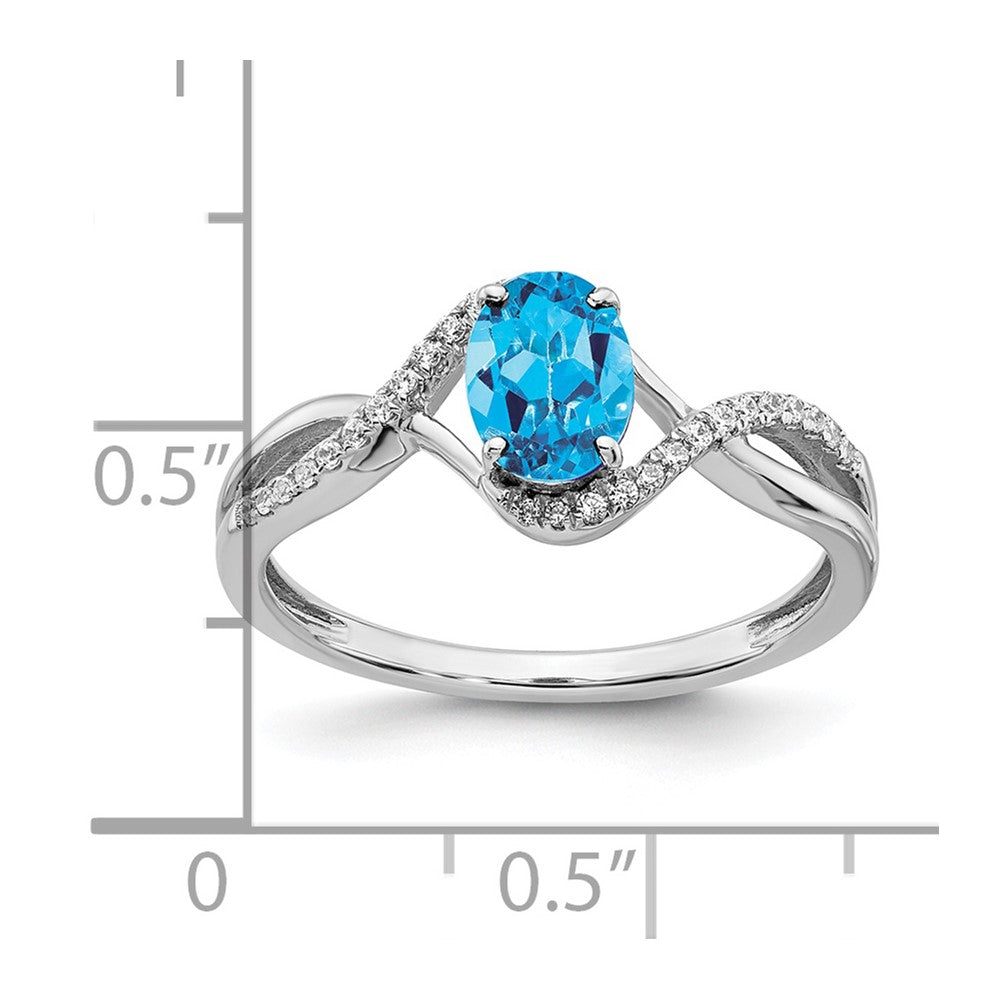 14k white gold oval blue topaz and real diamond twist ring rm5710 bt 011 wa