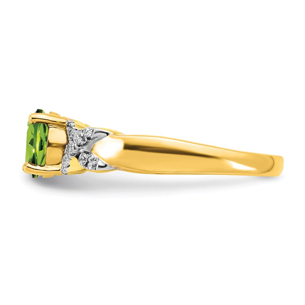 14k two tone gold peridot and real diamond ring rm5983 pe 013 ywa