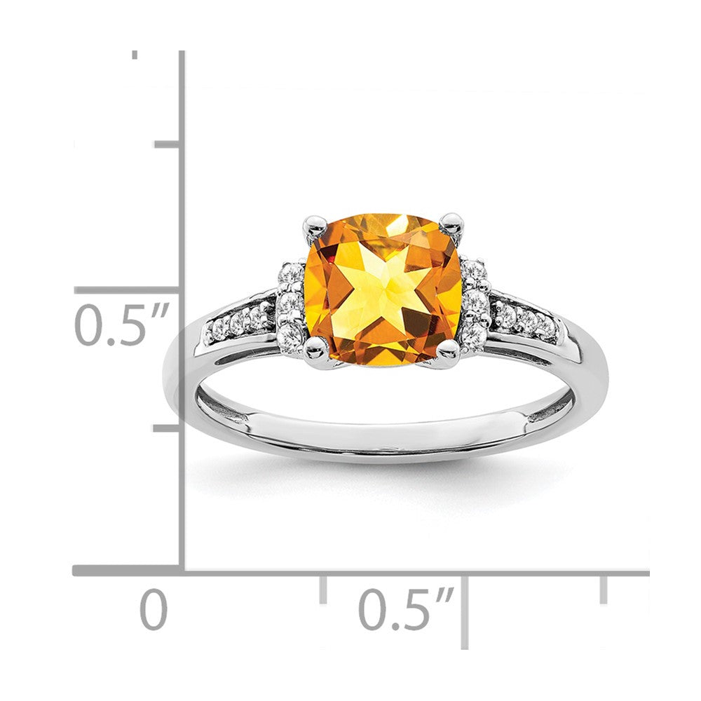 14k white gold cushion citrine and real diamond ring rm6031 ci 009 wa