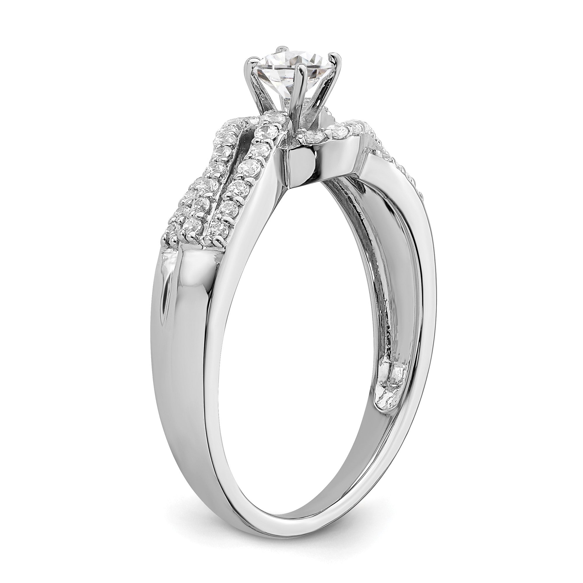 1/2 Ct. Natural Diamond By-Pass Style Bridal Engagement Ring Set 14K White Gold