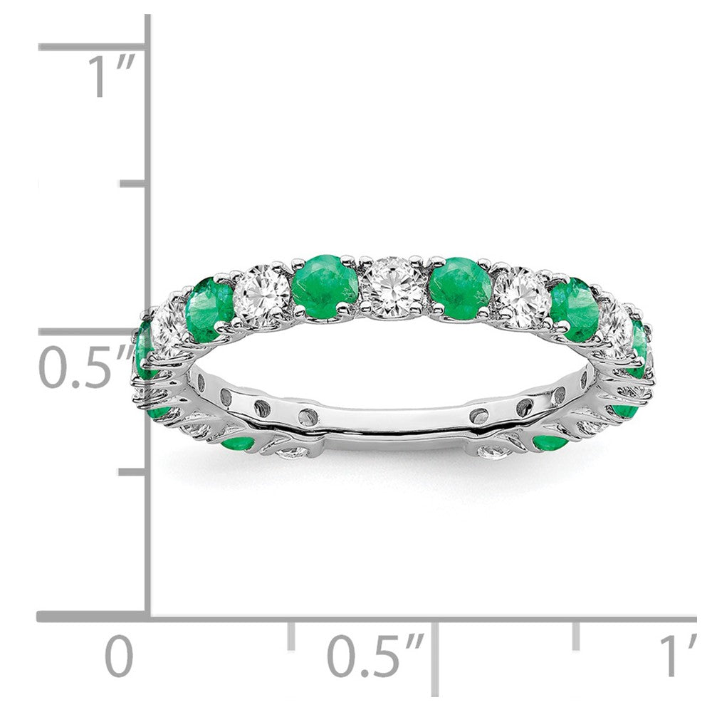 14k white gold created emerald and real diamond band rm7113 em 077 wa