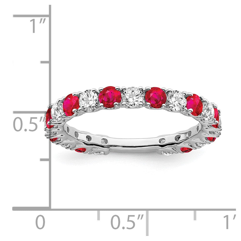 14k white gold created ruby and real diamond band rm7113 ru 077 wa