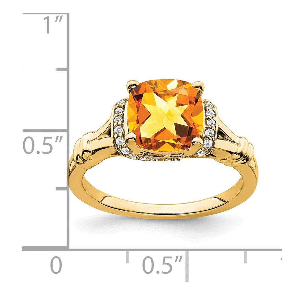 14k yellow gold citrine and real diamond ring rm7158 ci 013 ya