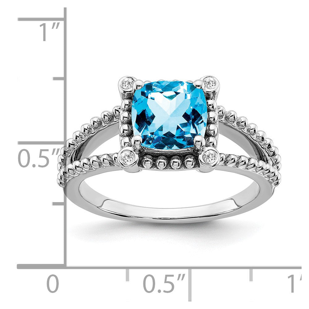 14k white gold cushion blue topaz and real diamond ring rm7163 bt 004 wa