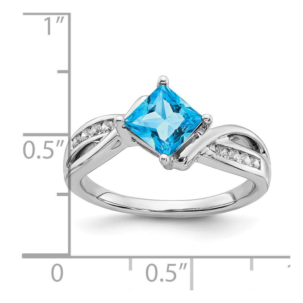 14k white gold square blue topaz and real diamond ring rm7166 bt 012 wa