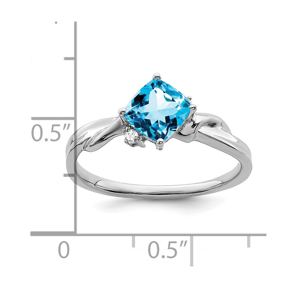 14k white gold cushion blue topaz and real diamond ring rm7167 bt 003 wa