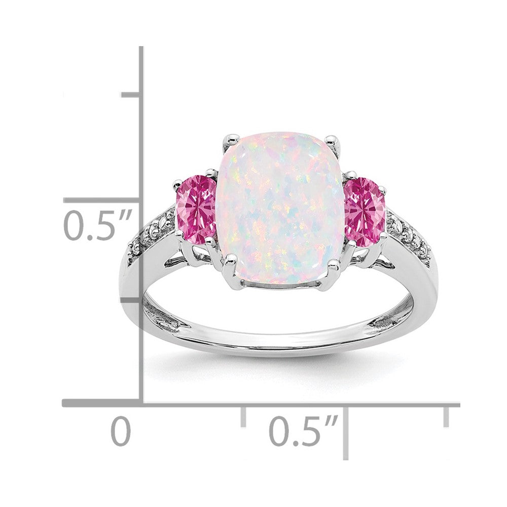 14k white gold created opal created pink sapphire diamond ring rm7258 op 002 wa
