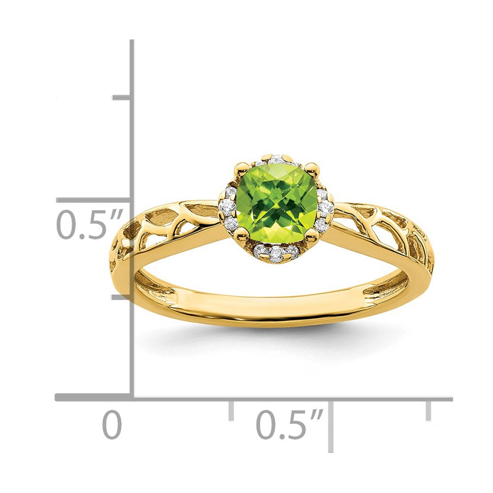 14k gold polished peridot and real diamond ring rm8151 pe 060 ya