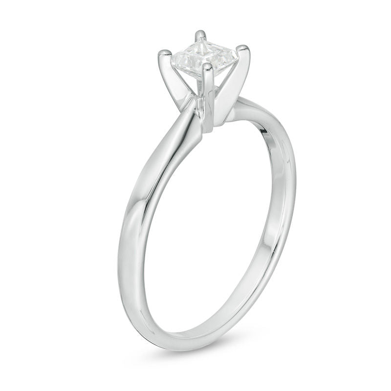 1/2 CT. Princess Cut Diamond Solitaire Engagement Ring in 14K White Gold