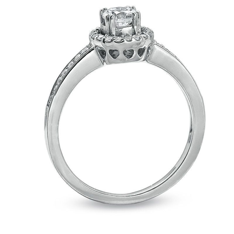 1/2 CT. T.W. Diamond Framed Engagement Ring in 14K White Gold