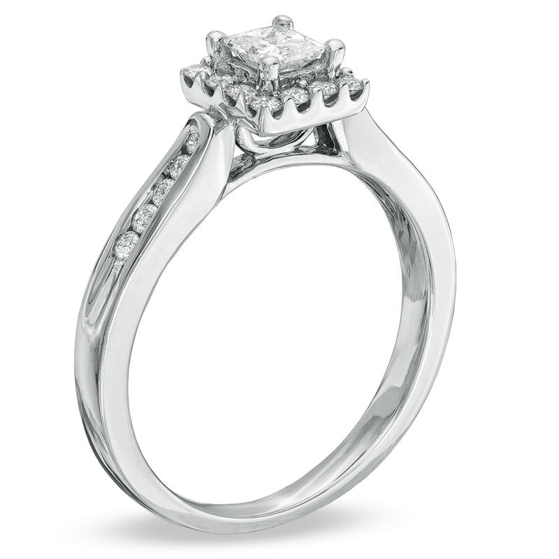 1/2 CT. T.W. Princess-Cut Diamond Framed Engagement Ring in 14K White Gold