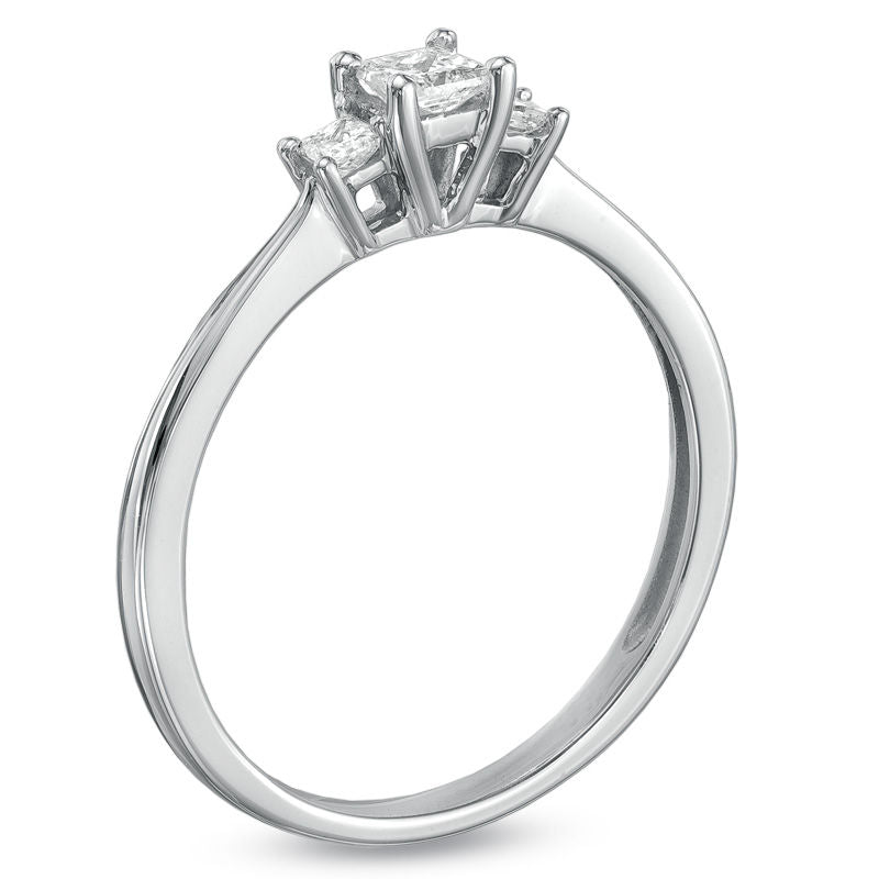 1/4 CT. T.W. Princess-Cut Diamond Three Stone Engagement Ring in 14K White Gold