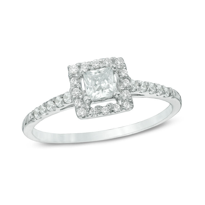 1/2 CT. T.W. Princess-Cut Diamond Frame Engagement Ring in 14K White Gold