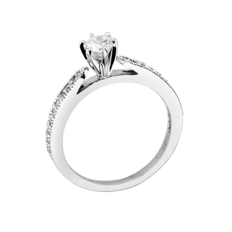 1/2 CT. T.W. Diamond Vintage-Style Engagement Ring in 14K White Gold