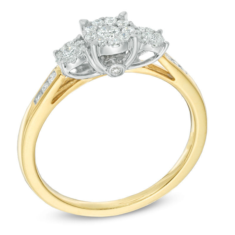 1/3 CT. T.W. Diamond Cluster Three Stone Engagement Ring in 14K Gold