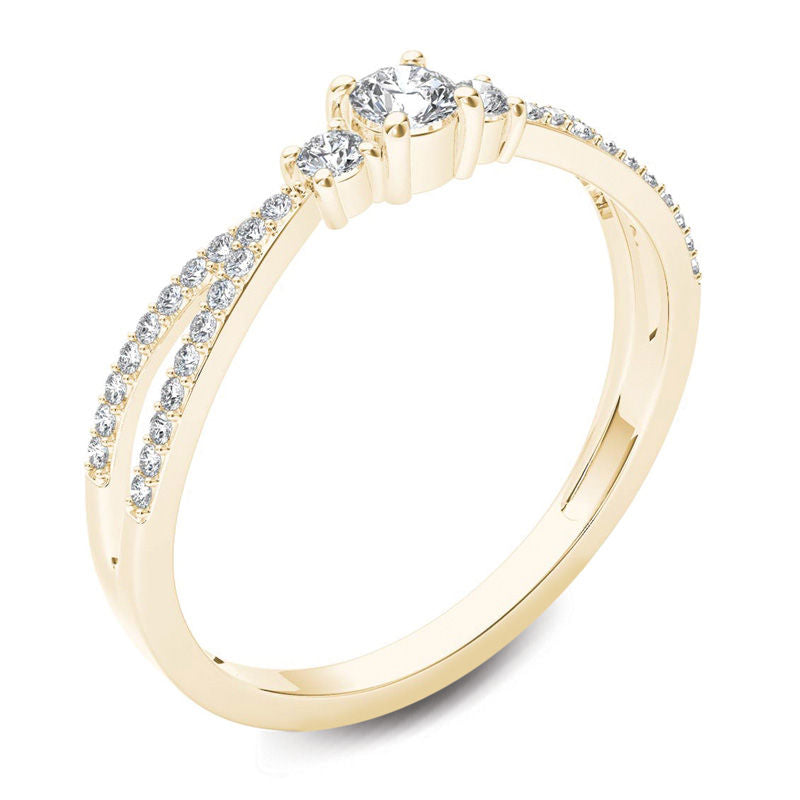 1/4 CT. T.W. Diamond Three Stone Split Shank Engagement Ring in 14K Gold
