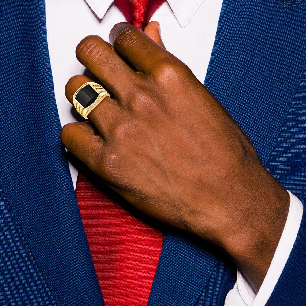 Solid 14k Yellow Gold A Simulated CZ men's Ring