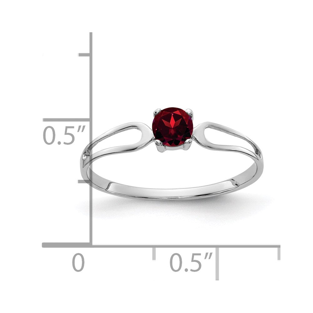 14k white gold 4mm garnet ring x9673ga