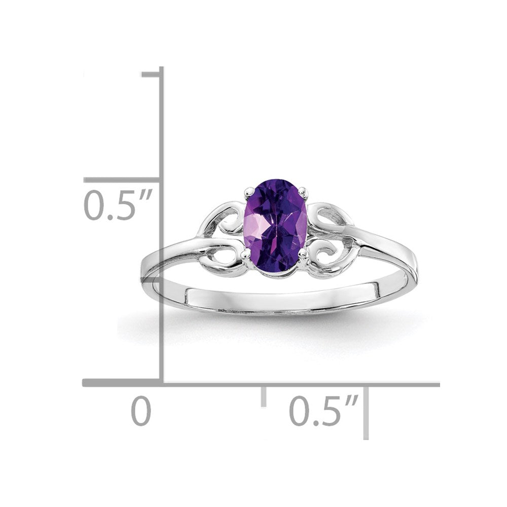 14k white gold 6x4mm oval amethyst checker ring x9687ac