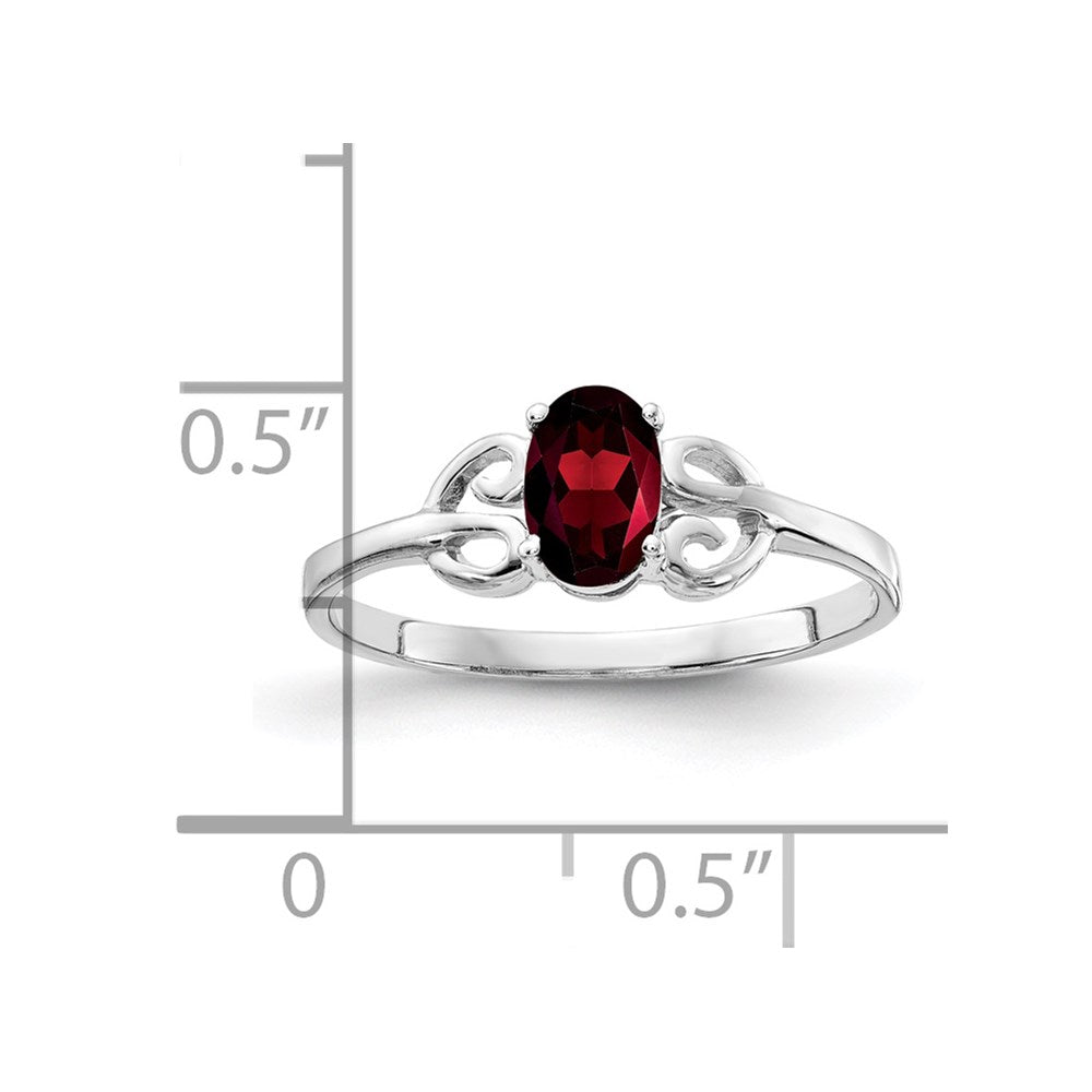 14k white gold 6x4mm oval garnet checker ring x9687gc