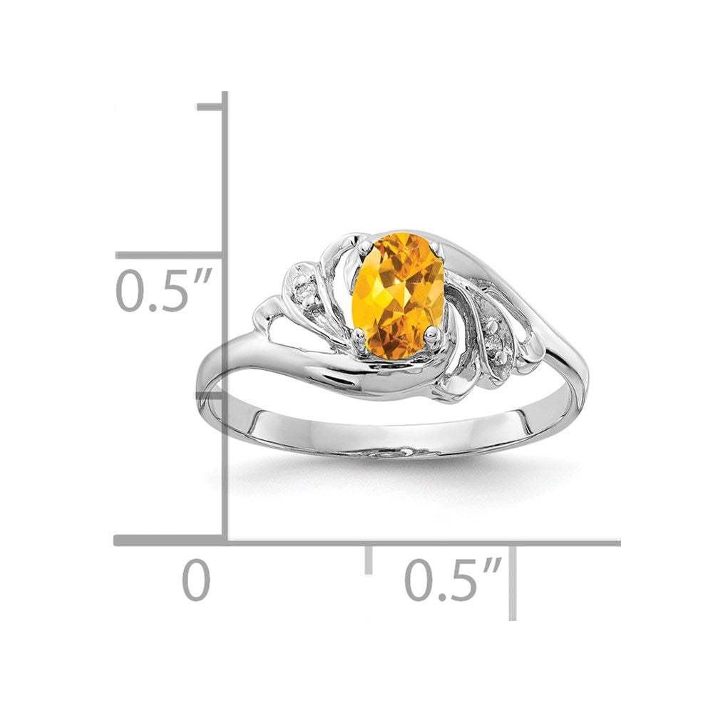 14k white gold 6x4mm oval citrine checker a real diamond ring x9717cc a