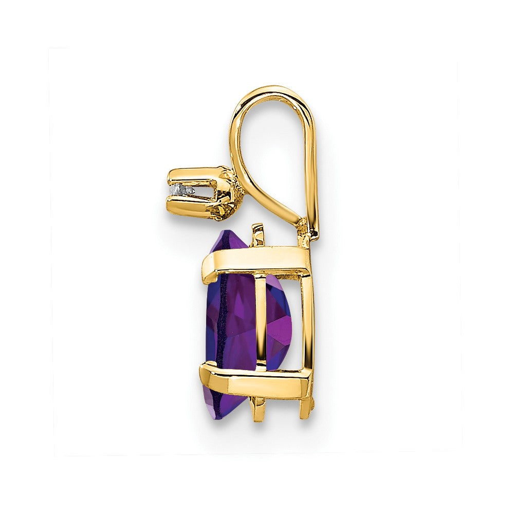 14k Diamond and Amethyst Birthstone Pendant