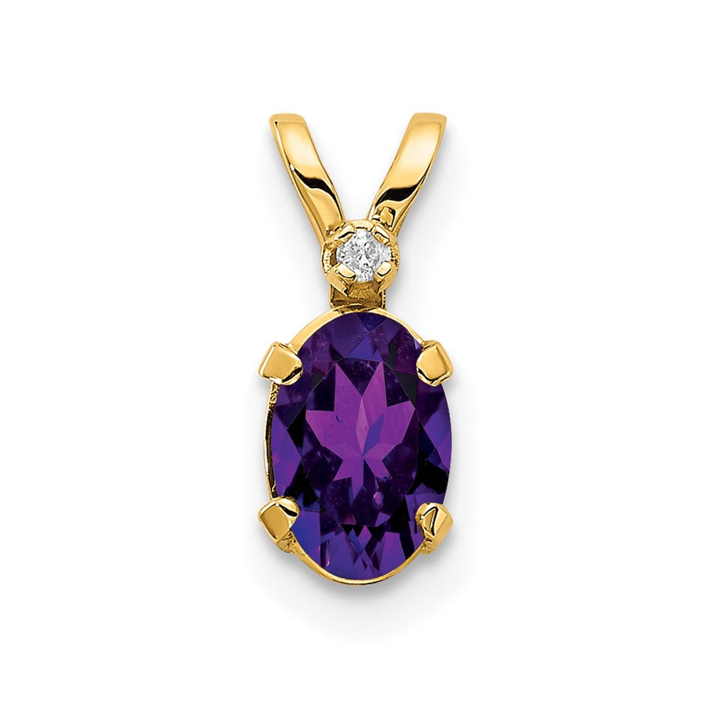 14k Diamond and Amethyst Birthstone Pendant