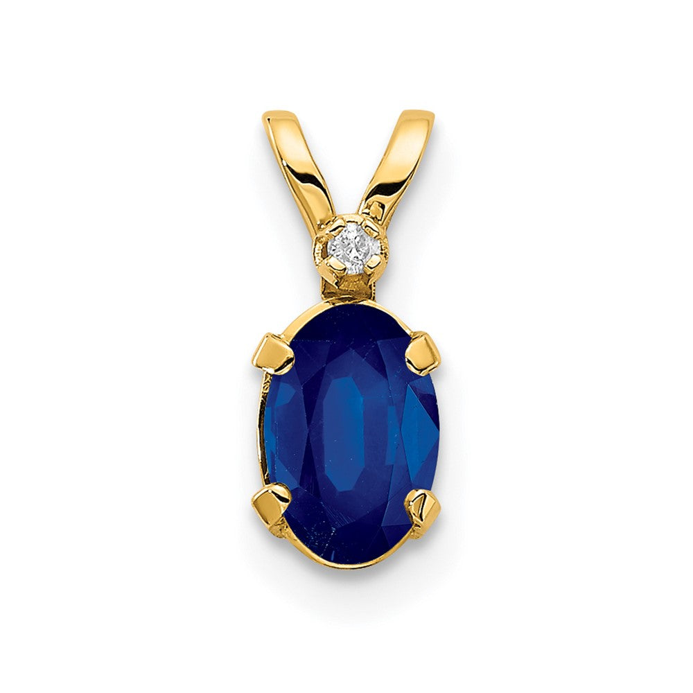 14k Diamond and Sapphire Birthstone Pendant