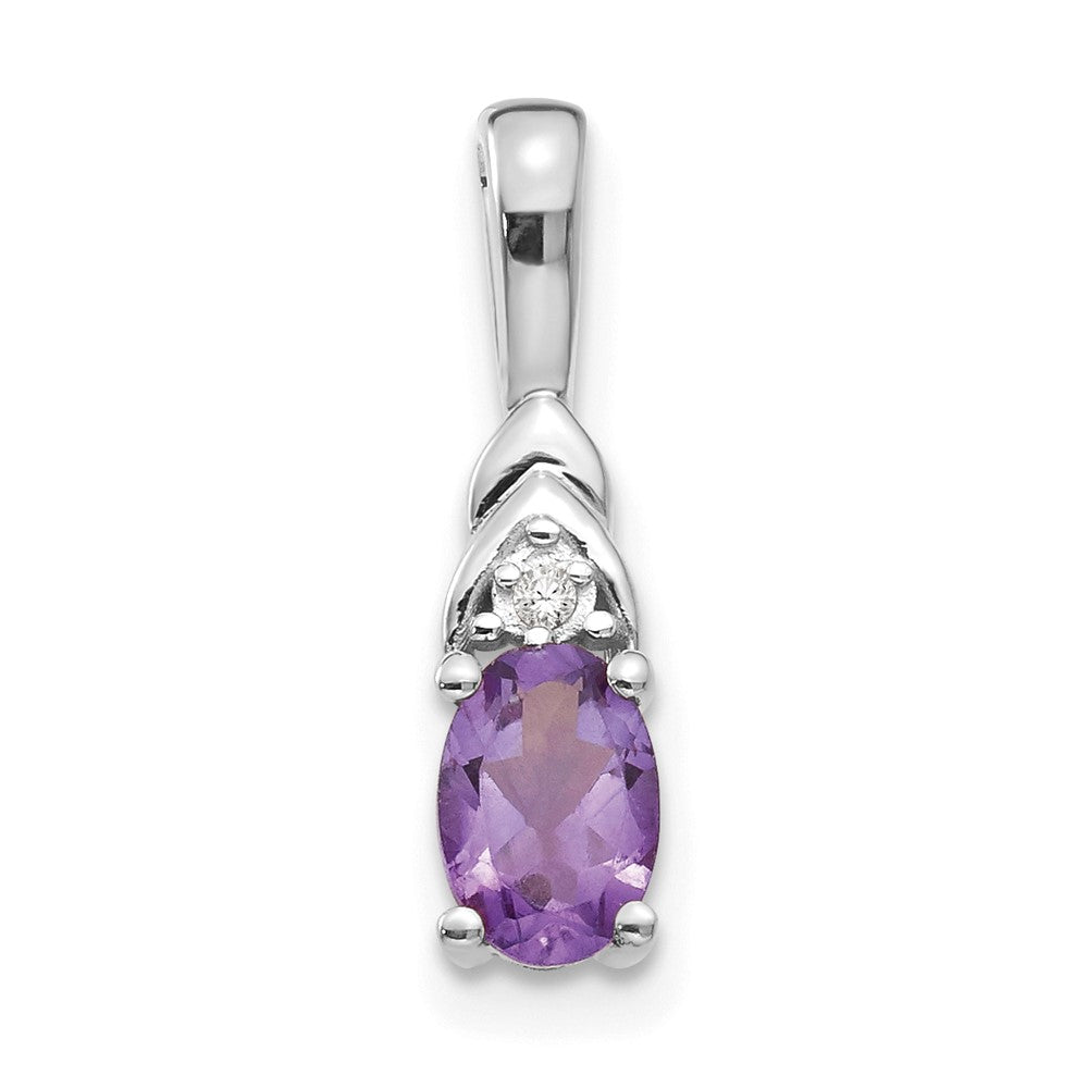 14k White Gold Amethyst Diamond Pendant