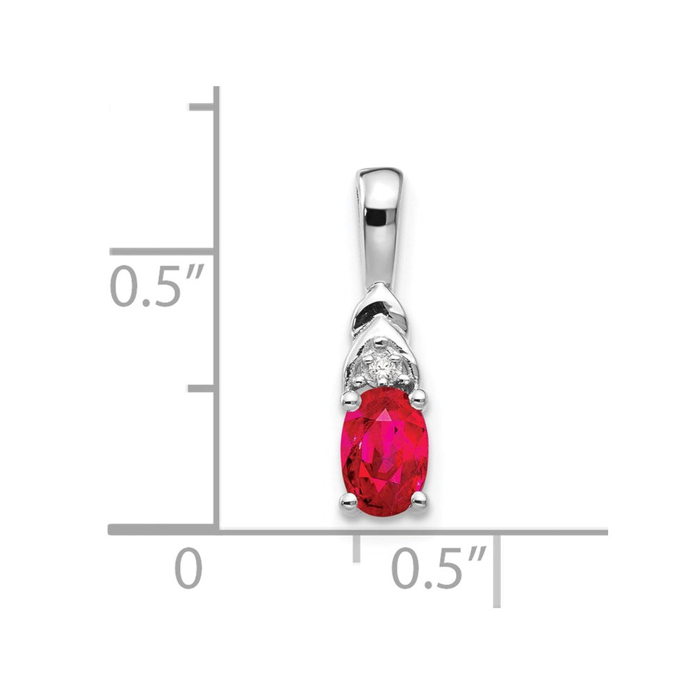 14k White Gold Ruby Diamond Pendant