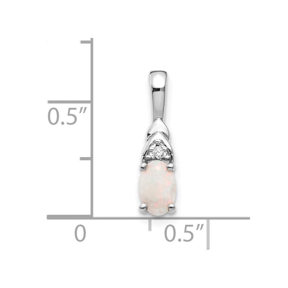 14k White Gold Opal Diamond Pendant