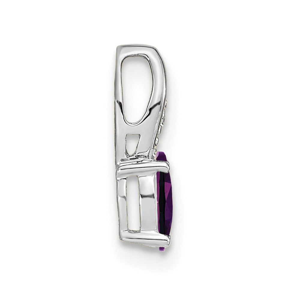14k White Gold Amethyst Diamond Pendant