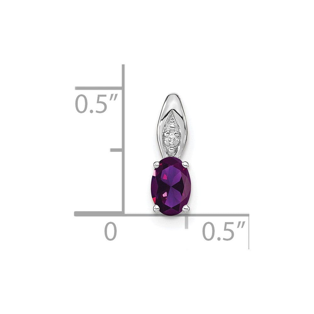 14k White Gold Amethyst Diamond Pendant
