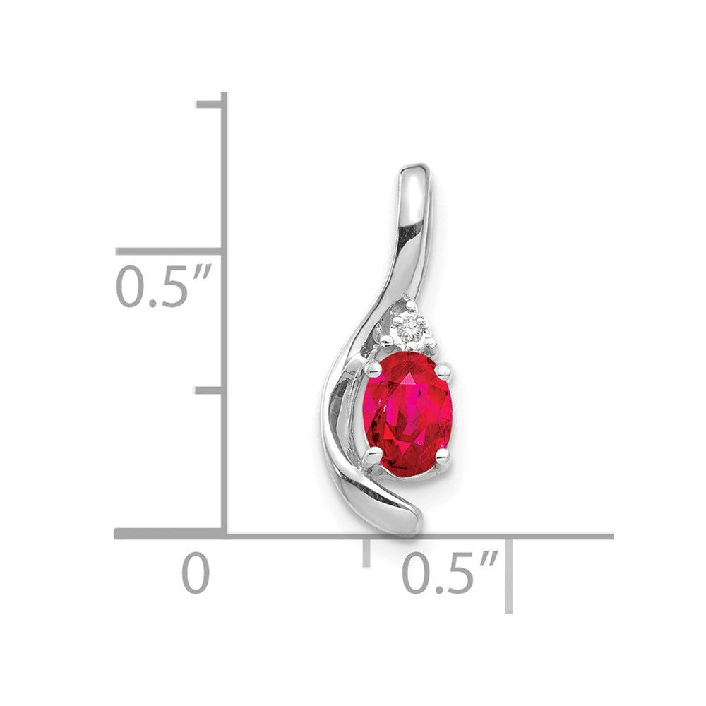 14k White Gold Ruby Diamond Pendant