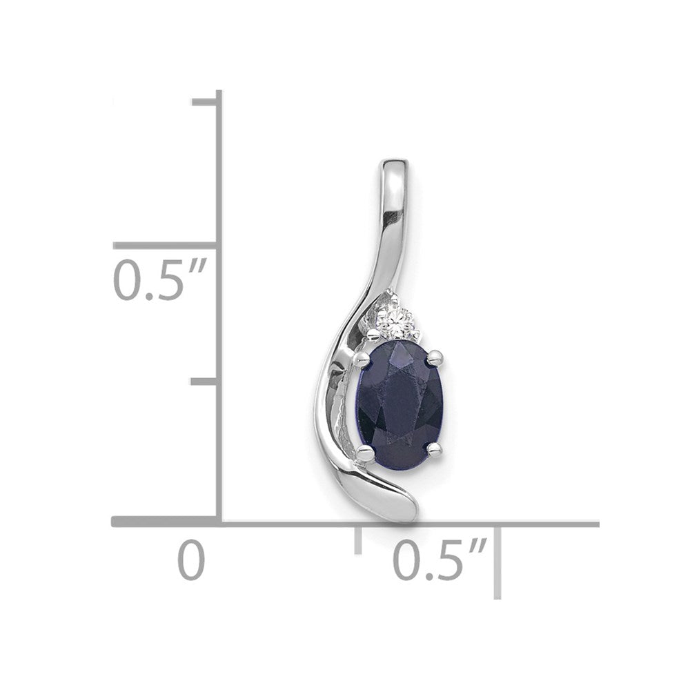14k White Gold Sapphire Diamond Pendant