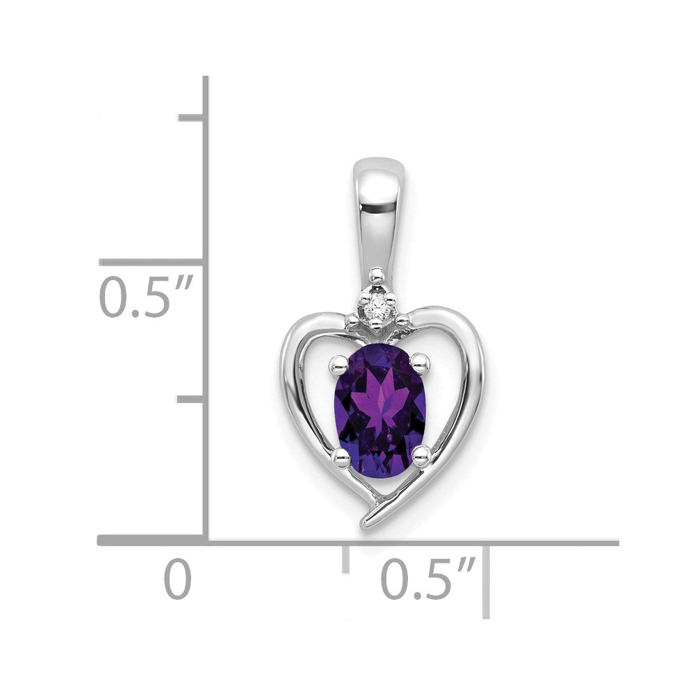 14k White Gold Amethyst Diamond Pendant