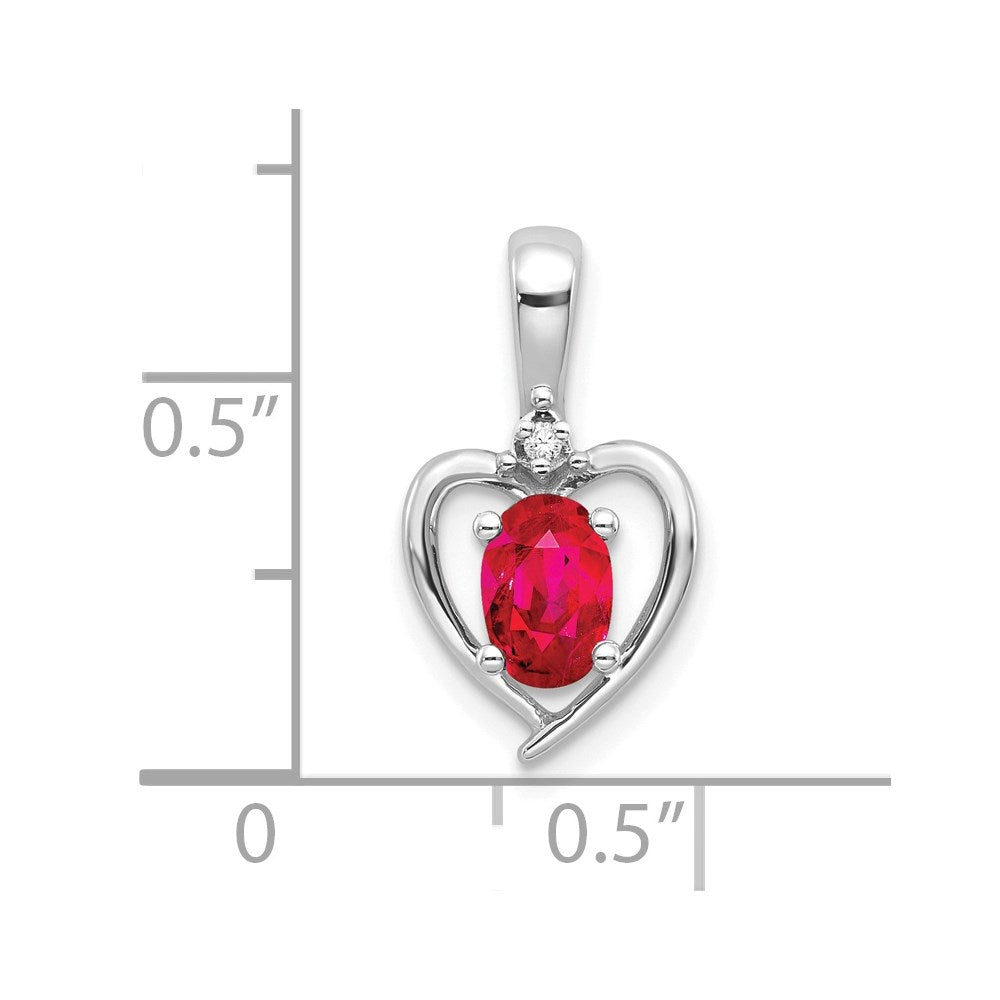 14k White Gold Ruby Diamond Pendant