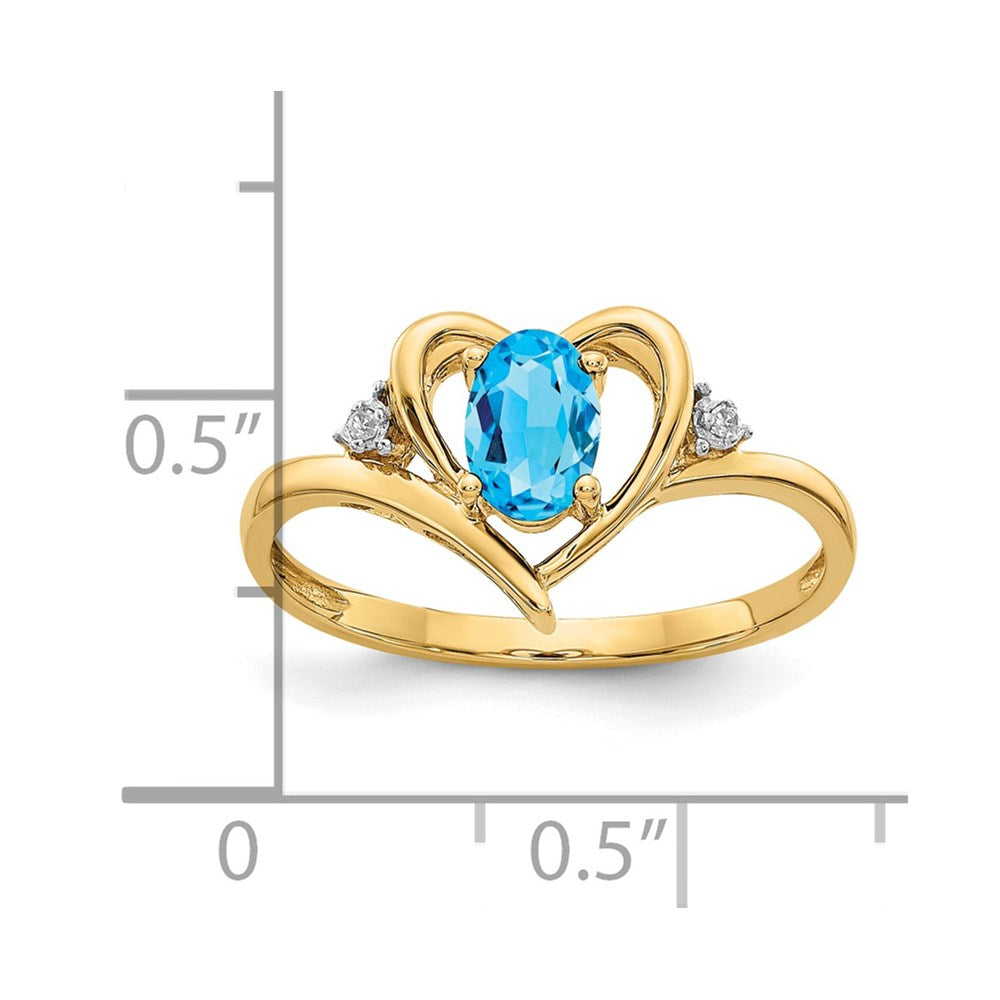 10k yellow gold real diamond blue topaz ring 10xbs501
