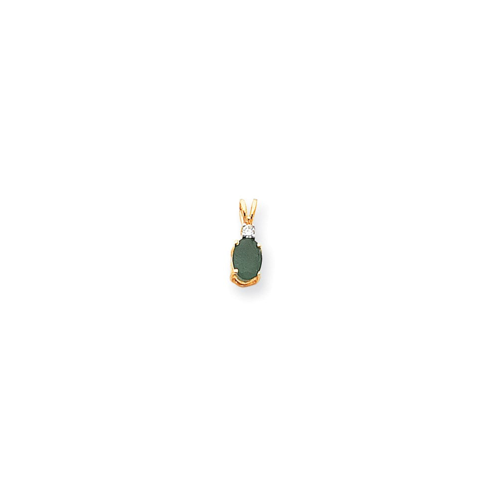 14k yellow gold 7x5mm oval emerald aaa real diamond pendant xp1004e aaa