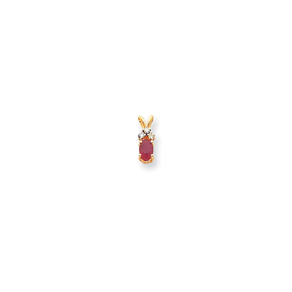 14k yellow gold 6x4mm oval ruby aaa real diamond pendant xp1006r aaa