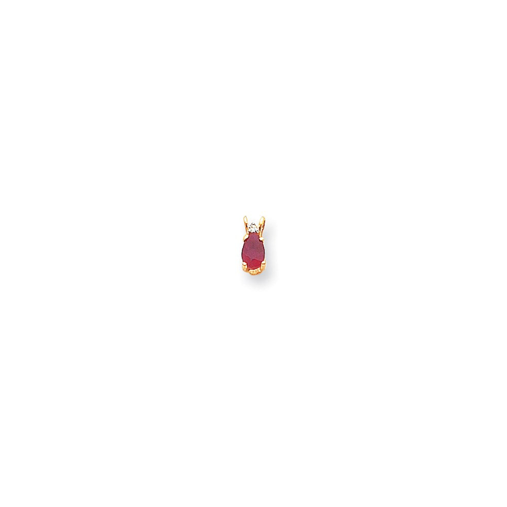 14k yellow gold 6x4mm pear ruby vs real diamond pendant xp1008r vs