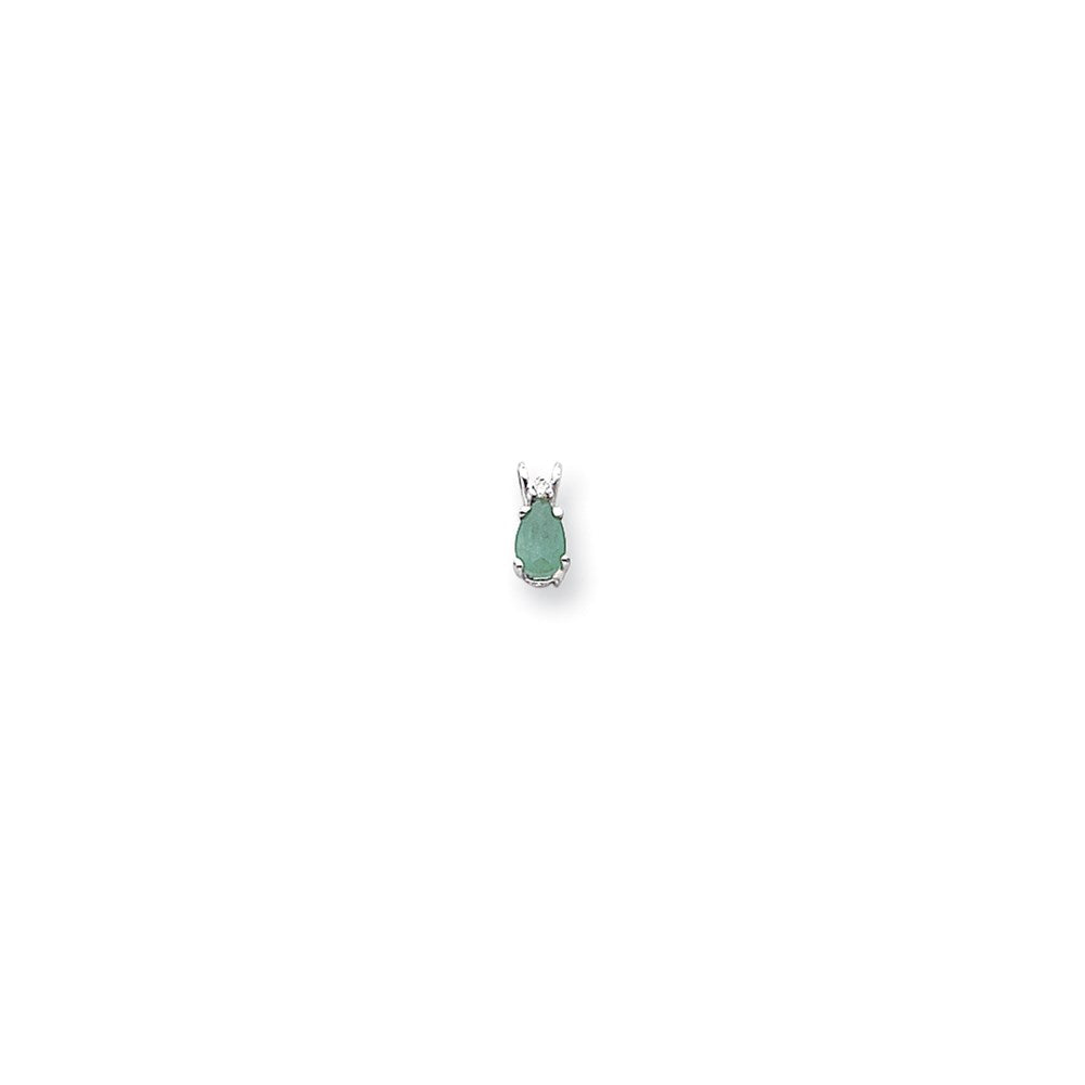 14k white gold 6x4mm pear emerald a real diamond pendant xp1009e a