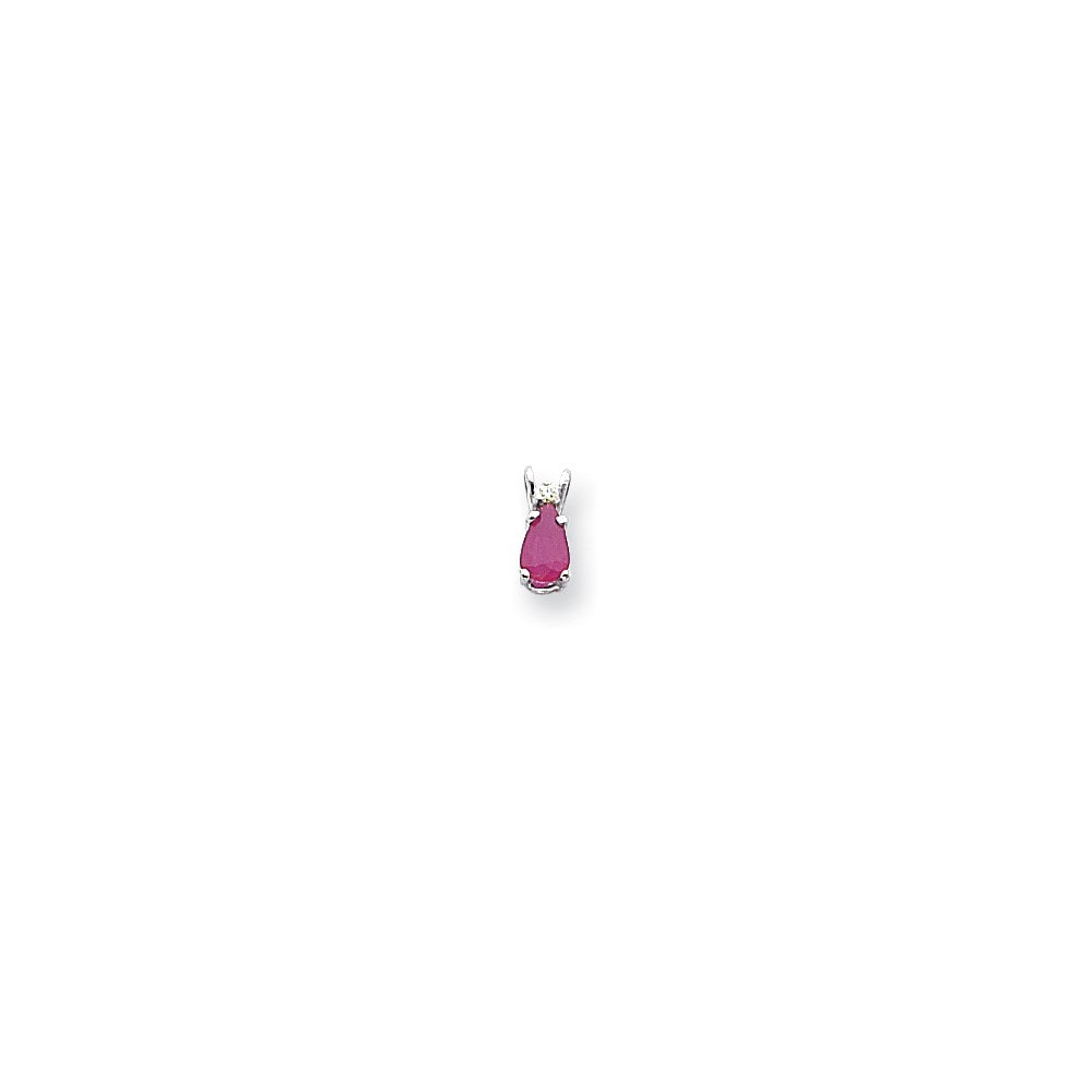 14k white gold ruby real diamond pendant xp1009r aa